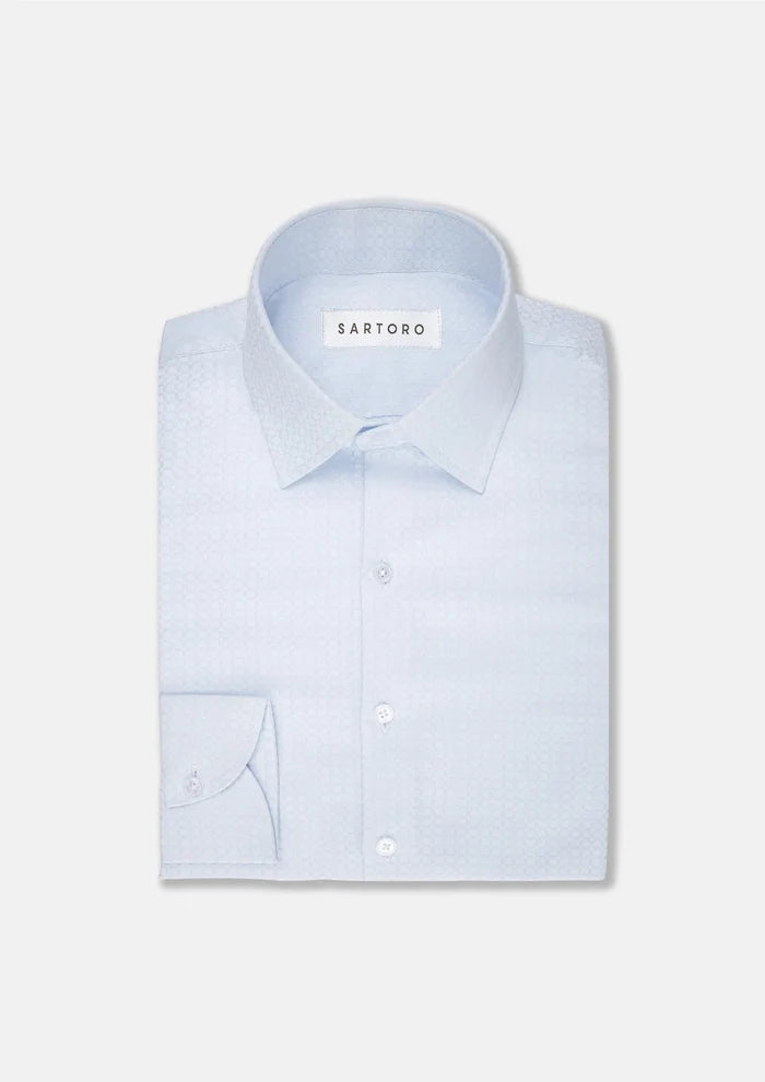 Pale Blue Microcheck Shirt - SARTORO