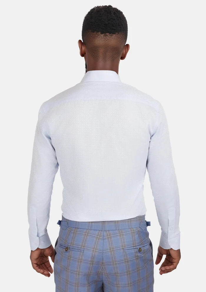 Pale Blue Microcheck Shirt - SARTORO