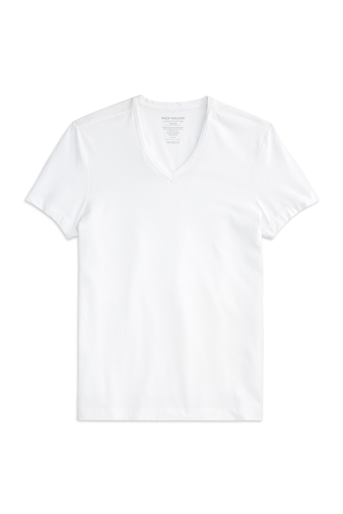 Front view of AIRKNITx Cotton V-Neck Undershirt in Bright White