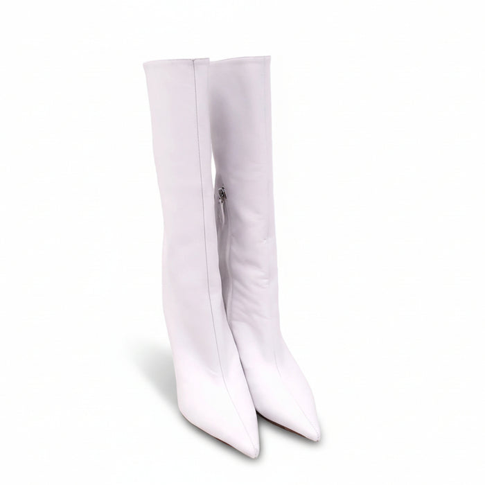 AMINA MAUDDI RAIN WHITE LEATHER BOOTS - SIZE 37.5