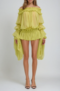 Aminah Balloon Sleeve Ruch Mini Dress