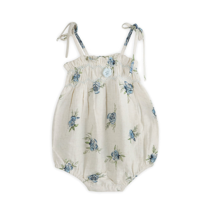 Anais Floral Baby Romper Front (Linen Blend)