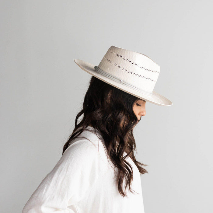 Arlo Grey Band - Straw Teardrop Fedora - BLEMISHED - GIGI PIP