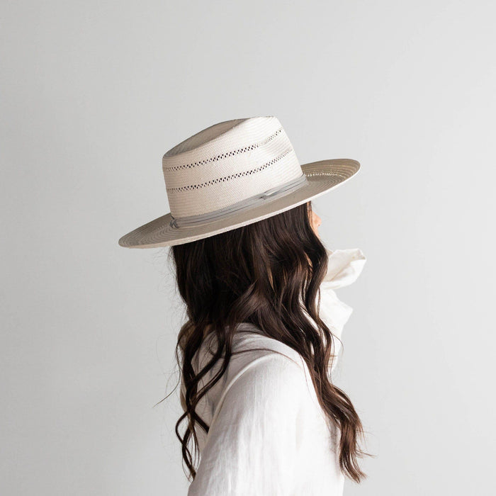 Arlo Grey Band - Straw Teardrop Fedora - BLEMISHED - GIGI PIP