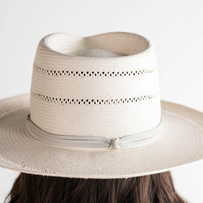 Arlo Grey Band - Straw Teardrop Fedora - BLEMISHED - GIGI PIP