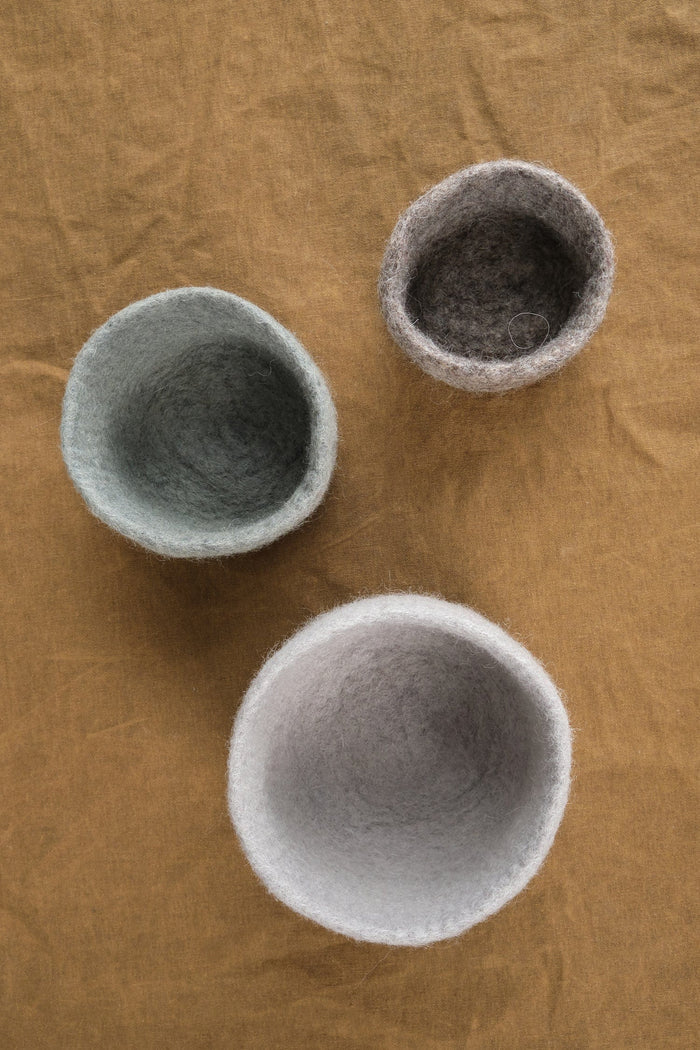 Farmhouse Pottery Home Baskets Artisan Felt Nesting Bowls Set of 3