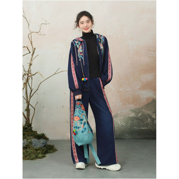 Su Luo s original China Chic Embroidered Sweater Sweatpants Set image 0