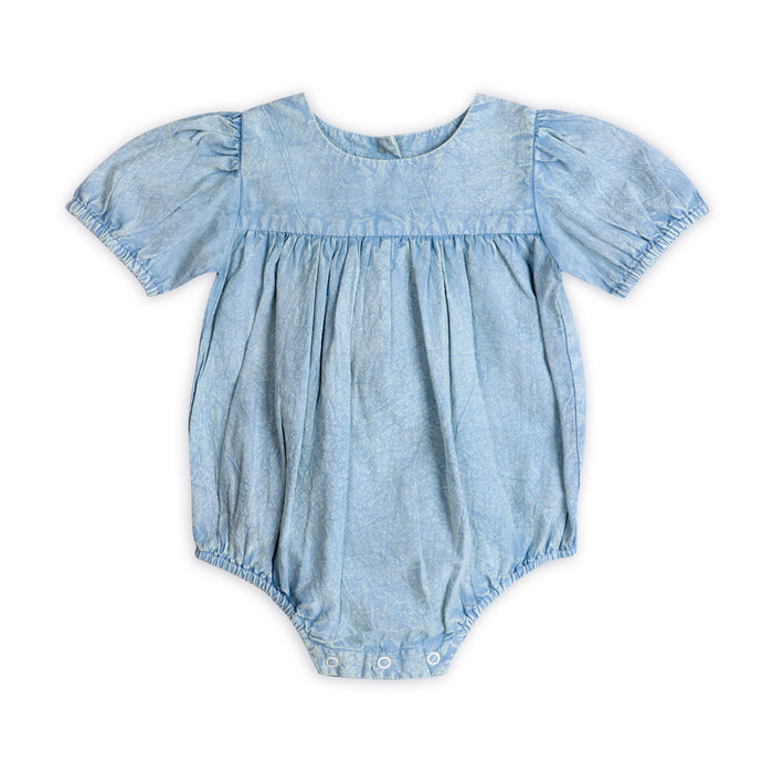 Aspen Soft Denim Washed Baby Romper (Organic)