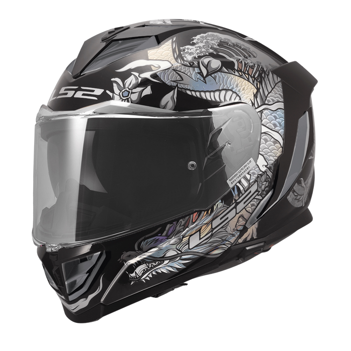 LS2 Assault III Warrior Krome full face helmet in gloss black and silver