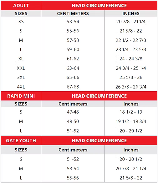 LS2 helmet sizing chart for Assault III Warrior Krome