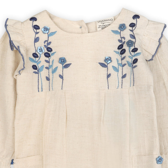 Atrani Embroidered Baby Romper & Headband Set (Organic Cotton)