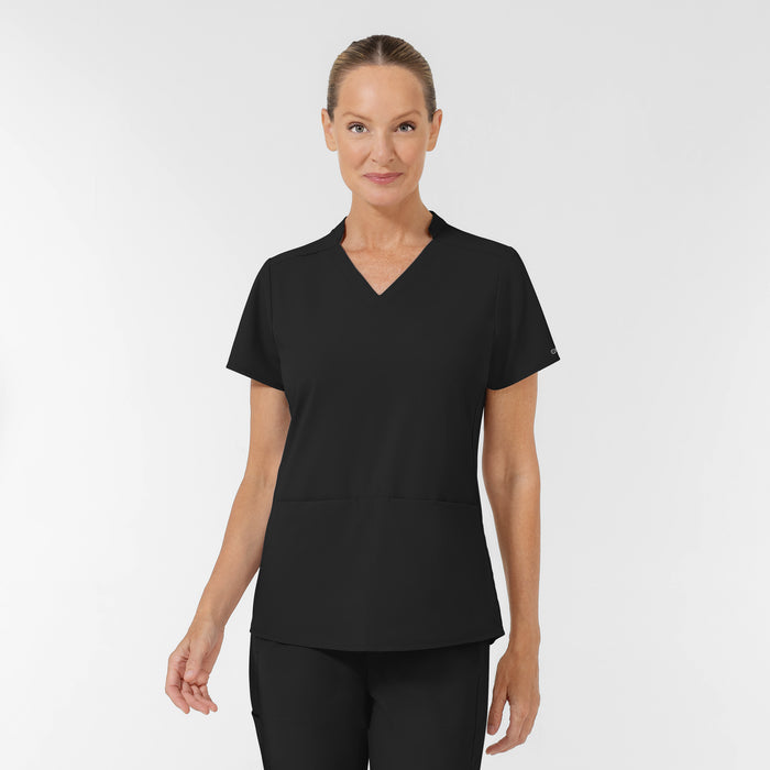 AURA Women's Allure V-Neck 2 Pocket Scrub Top - Black