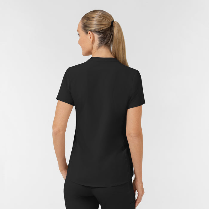 AURA Women's Allure V-Neck 2 Pocket Scrub Top - Black back