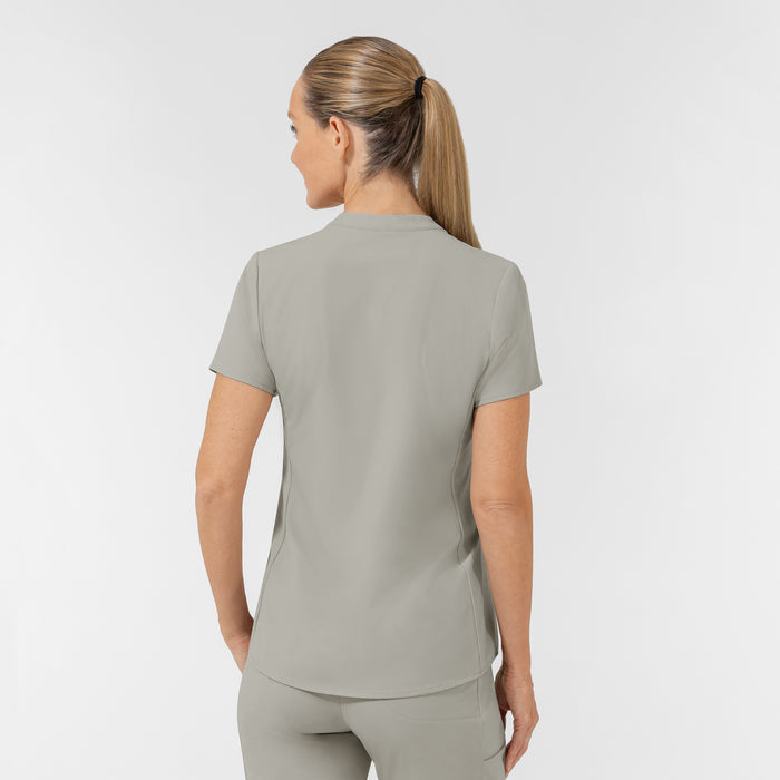 AURA Women's Allure V-Neck 2 Pocket Scrub Top - Cool Gray back