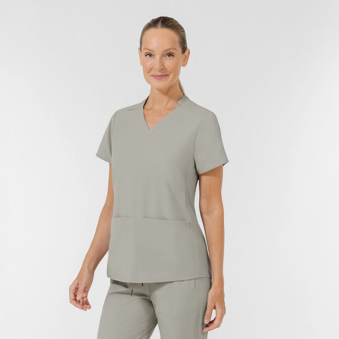 AURA Women's Allure V-Neck 2 Pocket Scrub Top - Cool Gray side