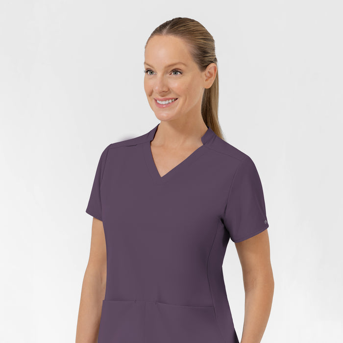 AURA Women's Allure V-Neck 2 Pocket Scrub Top - Dusk neckline