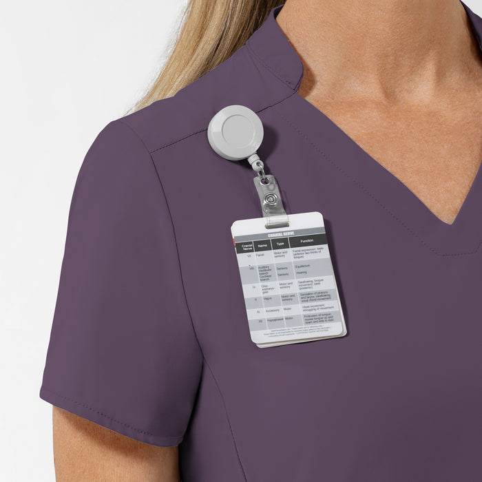 AURA Women's Allure V-Neck 2 Pocket Scrub Top - Dusk badge loop