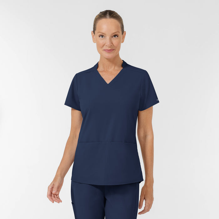 AURA Women's Allure V-Neck 2 Pocket Scrub Top - Navy