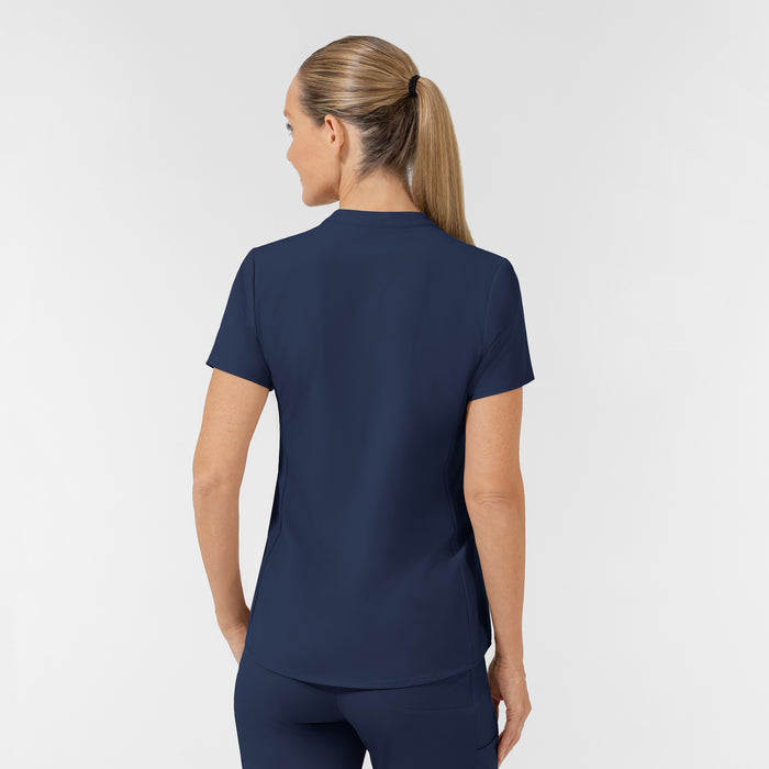 AURA Women's Allure V-Neck 2 Pocket Scrub Top - Navy back