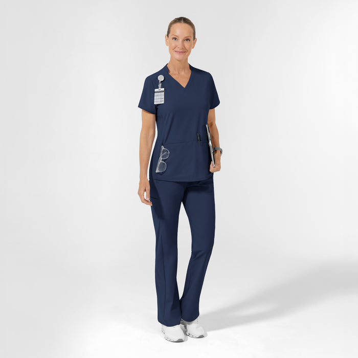 AURA Women's Allure V-Neck 2 Pocket Scrub Top - Navy scrub set