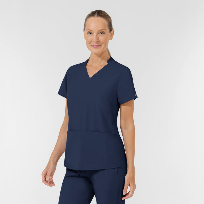 AURA Women's Allure V-Neck 2 Pocket Scrub Top - Navy side