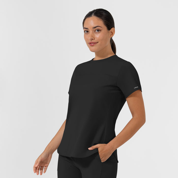 AURA Women's Captivate Crew Neck Tuck-in Scrub Top - Black side