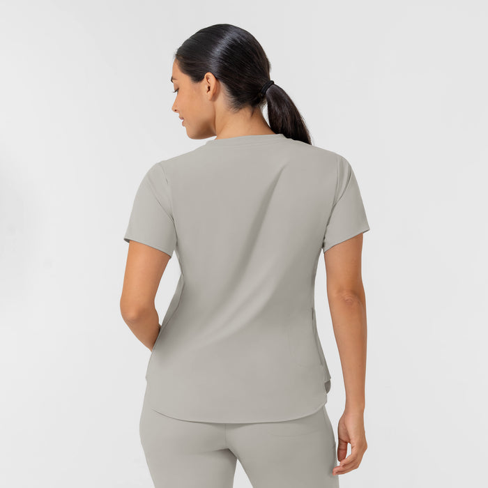 AURA Women's Captivate Crew Neck Tuck-in Scrub Top - Cool Gray back