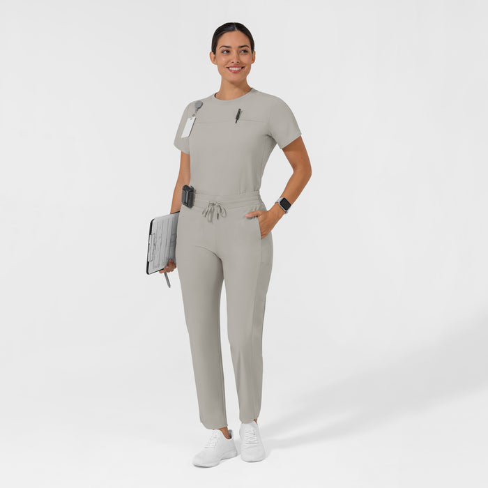AURA Women's Captivate Crew Neck Tuck-in Scrub Top - Cool Gray scrub set