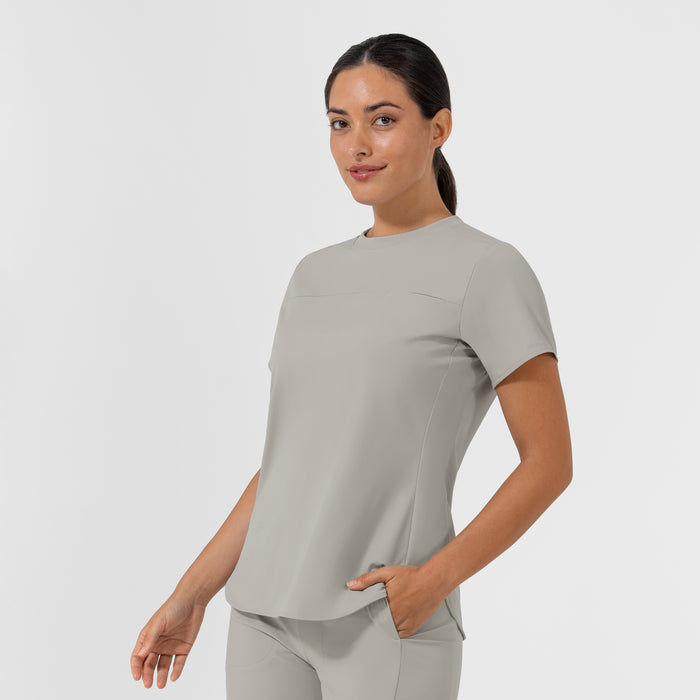 AURA Women's Captivate Crew Neck Tuck-in Scrub Top - Cool Gray side