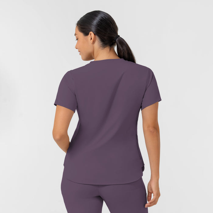 AURA Women's Captivate Crew Neck Tuck-in Scrub Top - Dusk back