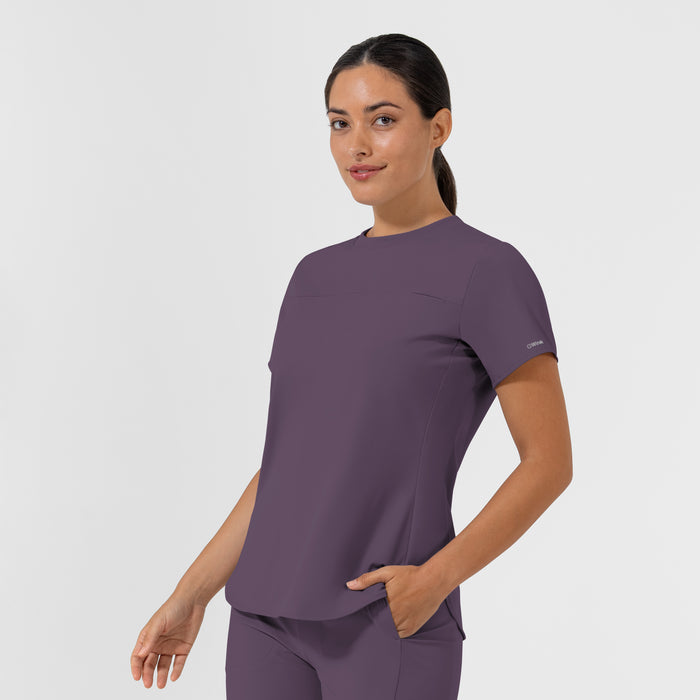 AURA Women's Captivate Crew Neck Tuck-in Scrub Top - Dusk side