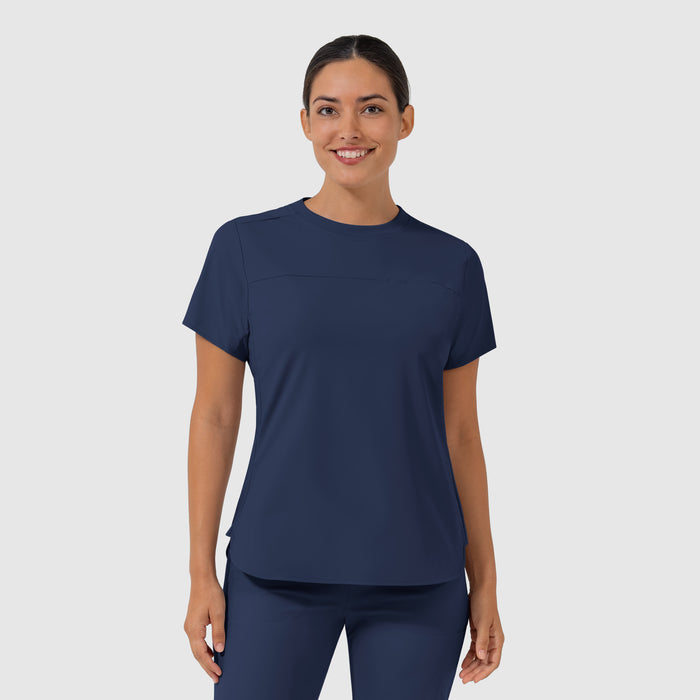 AURA Women's Captivate Crew Neck Tuck-in Scrub Top - Navy
