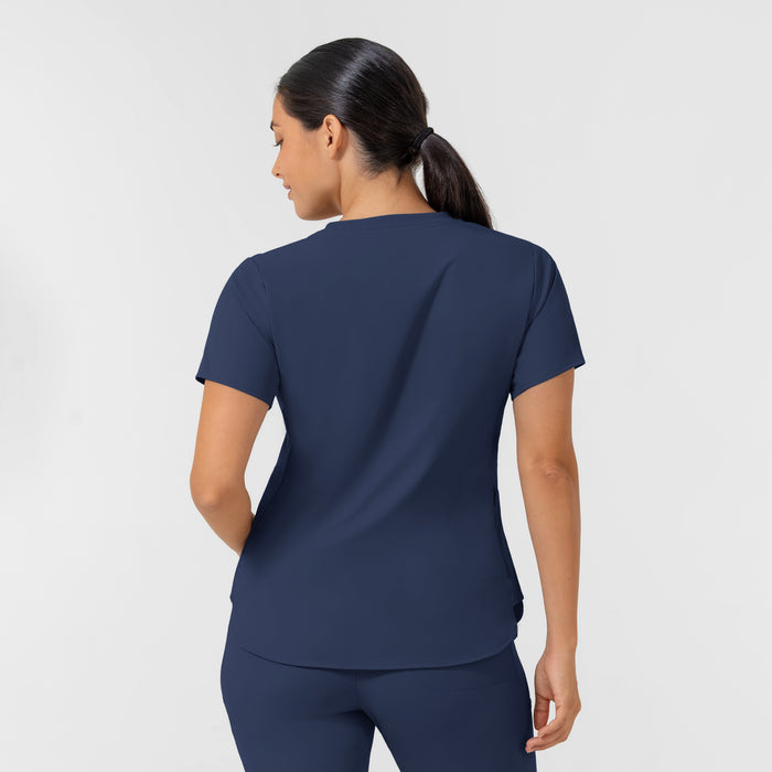 AURA Women's Captivate Crew Neck Tuck-in Scrub Top - Navy back
