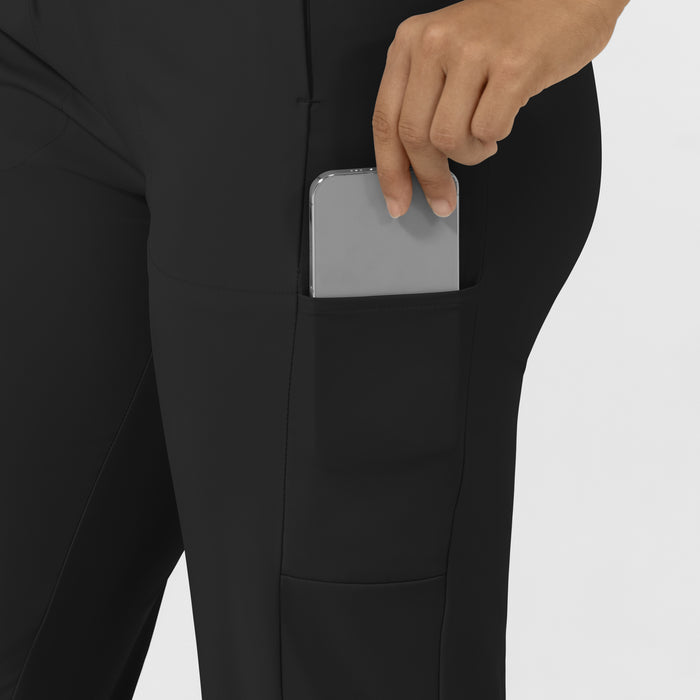AURA Women's Glide Tapered Scrub Pant - Black large pocket