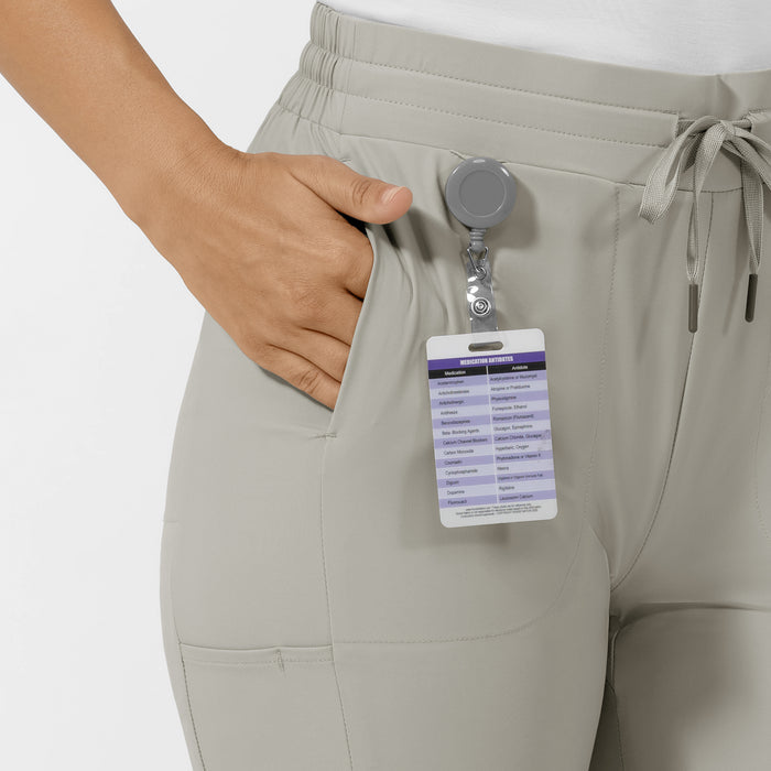 AURA Women's Glide Tapered Scrub Pant - Cool Gray badge loop