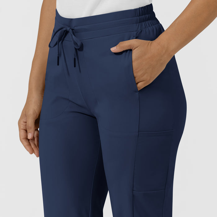 AURA Women's Glide Tapered Scrub Pant - Navy side pocket