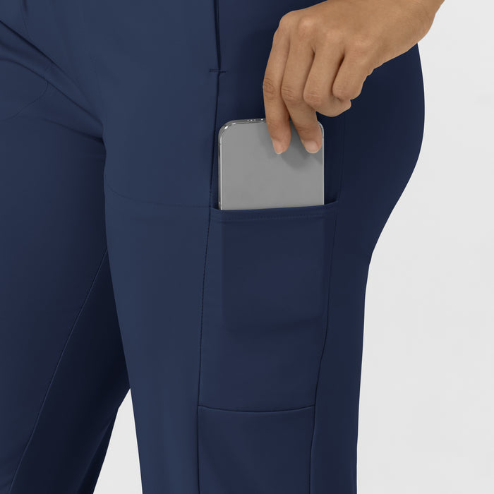 AURA Women's Glide Tapered Scrub Pant - Navy large pocket