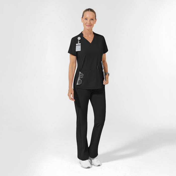 AURA Women's Allure V-Neck 2 Pocket Scrub Top - Black scrub outfit