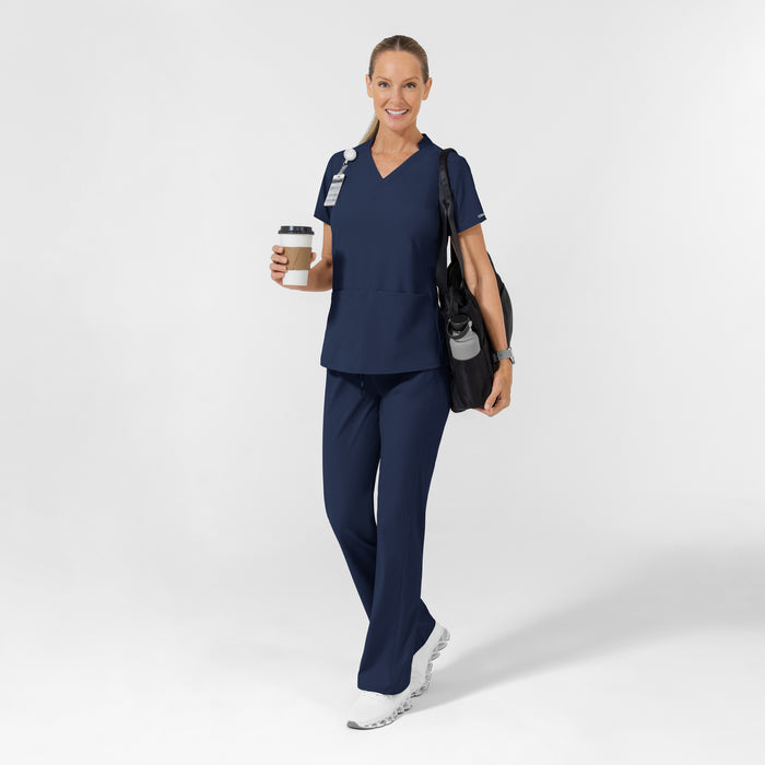 AURA Women's Allure V-Neck 2 Pocket Scrub Top - Navy scrub outfit