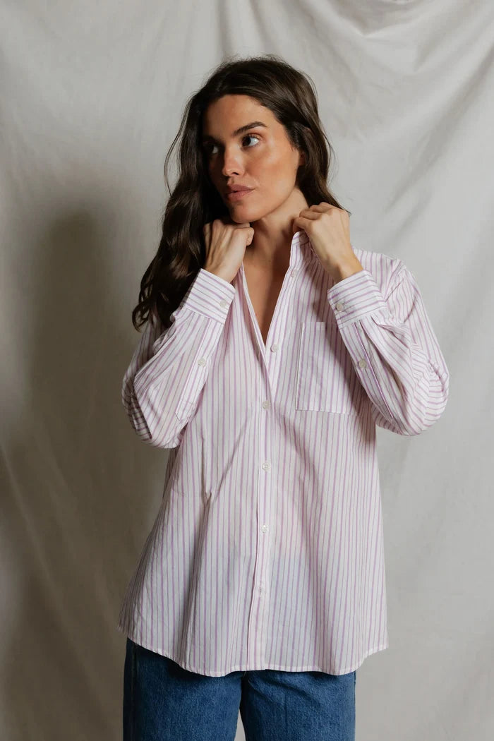 xs / ultraviolet white stripe