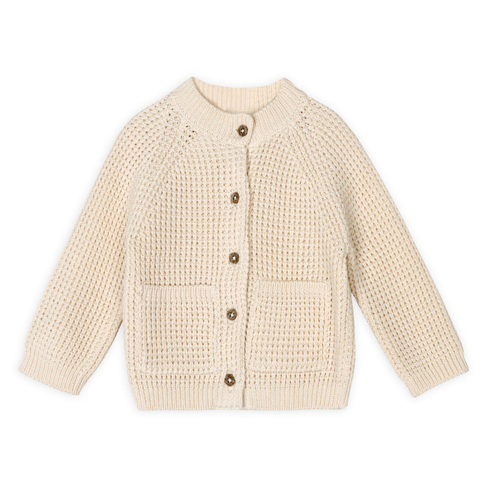 Avery Button & Pocket Chunky Sweater Knit Baby Cardigan (Organic Cotton)