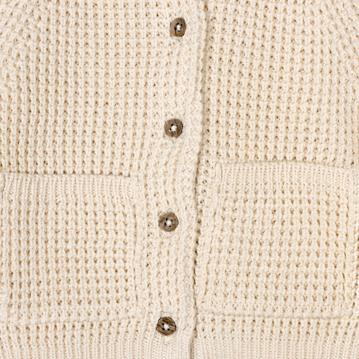 Avery Button & Pocket Chunky Sweater Knit Baby Cardigan
