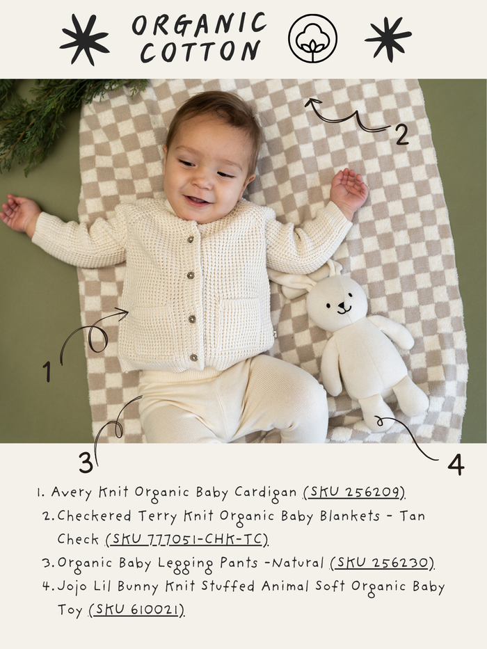 Avery Button & Pocket Chunky Sweater Knit Baby Cardigan (Organic Cotton)