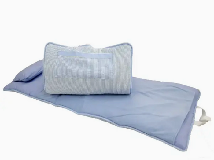 Baby Blue Seersucker Nap Mat Roll