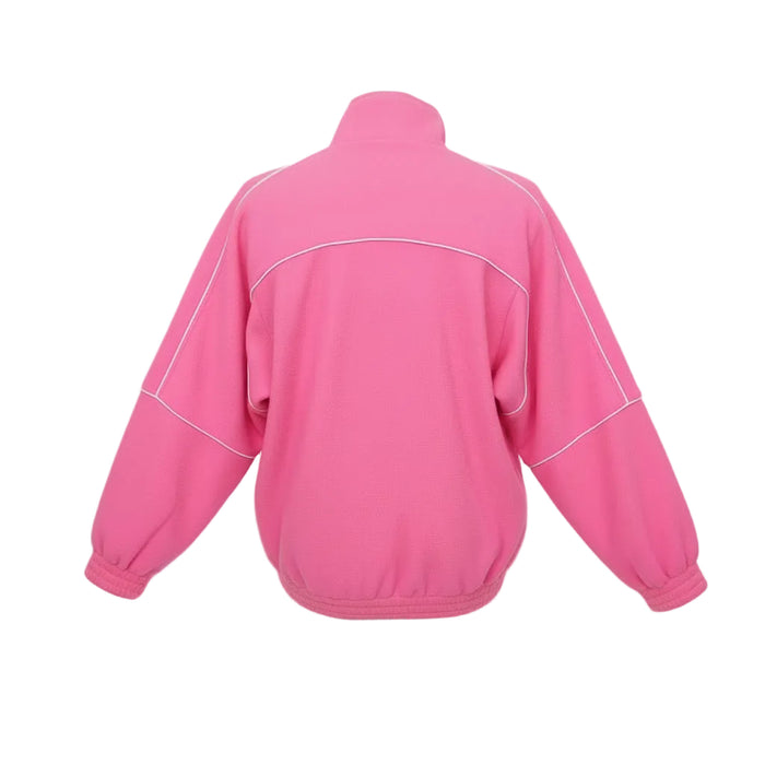 BALENCAIGA OVERSIZED PINK LOGO OVERSIZED FLEECE TRACK SUIT JACKET - SIZE 34