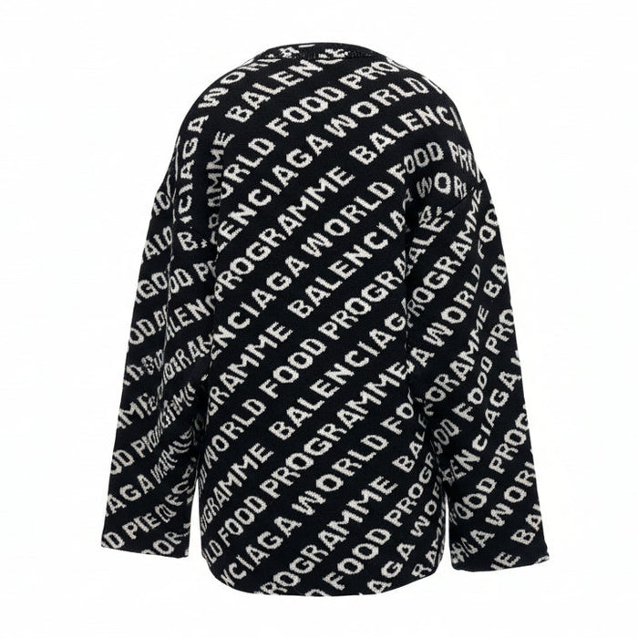 BALENCIAGA BLACK & WHITE OVERSIZED GRAPHIC UNISEX TUNIC SWEATER - SIZE L