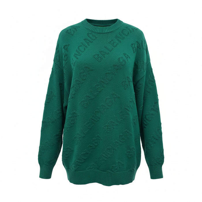 BALENCIAGA GREEN LOGO OVERSIZED SWEATER - SIZE XS UNISEX
