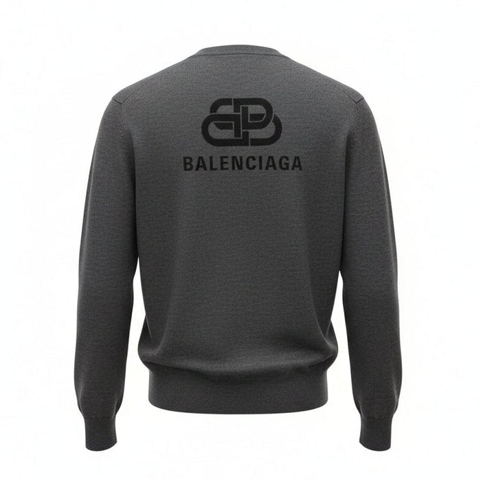 BALENCIAGA GREY CREWNECK SWEATER WITH BACK LOGO - SIZE XS