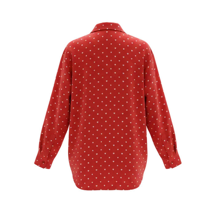BALENCIAGA OVERSIZED RED HEART BLOUSE - SIZE 32