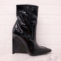 BALENCIAGA PATENT SQUARE-TOE BOOTS - SIZE 38